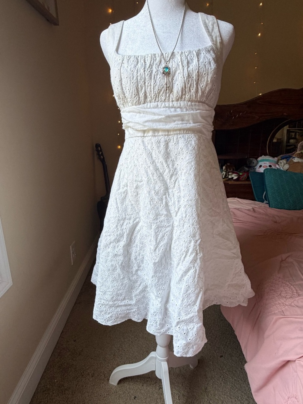 Cotton eyelet white dress